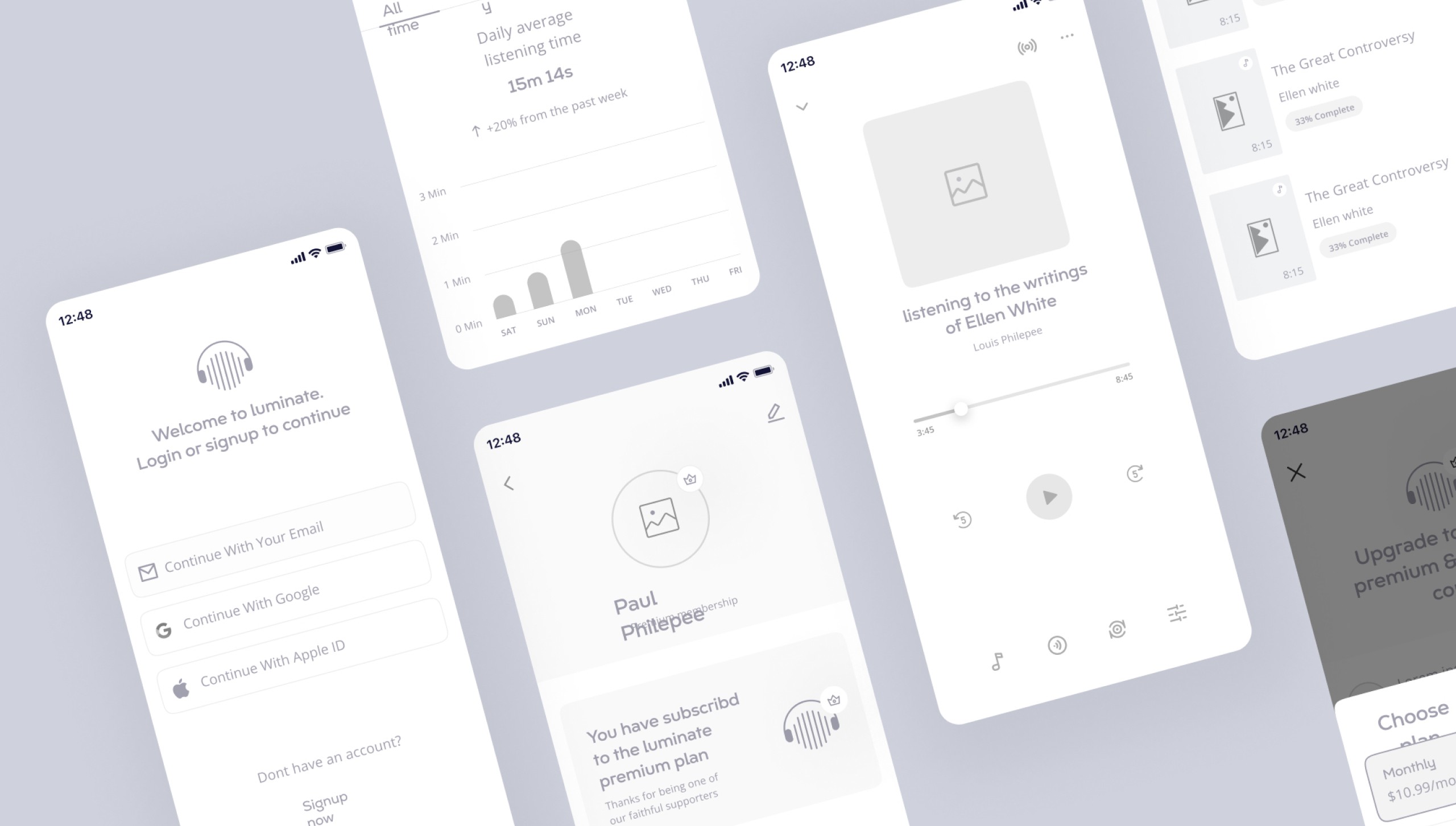 Luminate's wireframe's screenshot